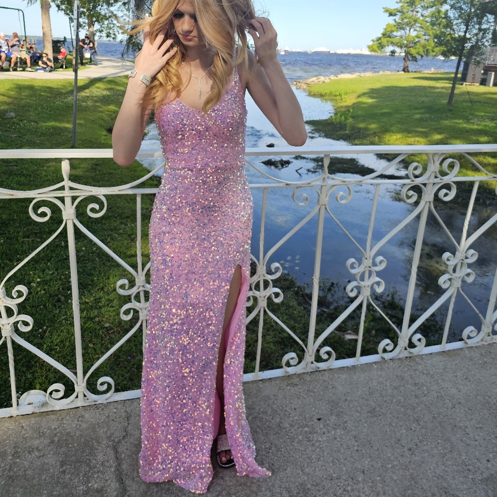 Pink sequin dress worn once. Size 2